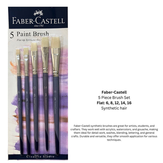 Faber-Castell Synthetic Acrylic Flat Tip - Set of 5