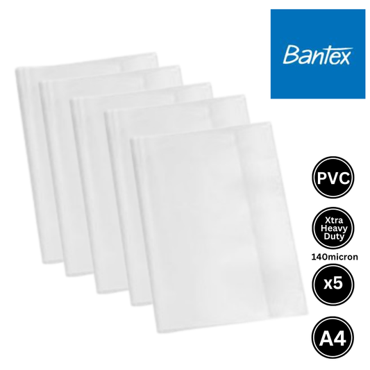 Bantex A4 Slip on Extra Heavy Duty PVC Book Covers (Pack of 5)