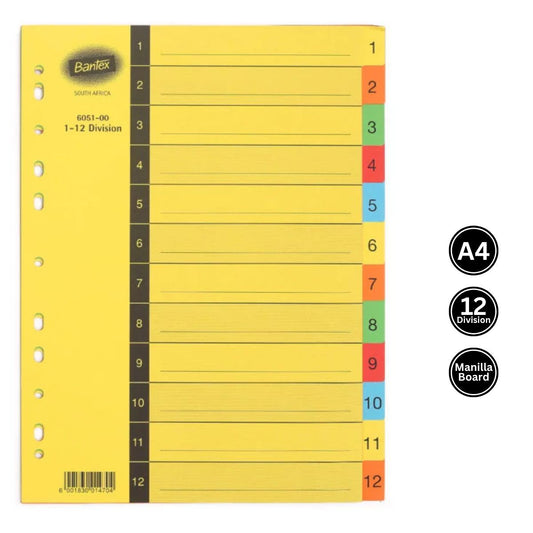 Bantex 1-12 A4 Board File Divider