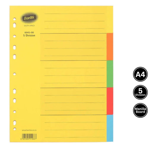 Bantex 5 Division A4 Board File Dividers