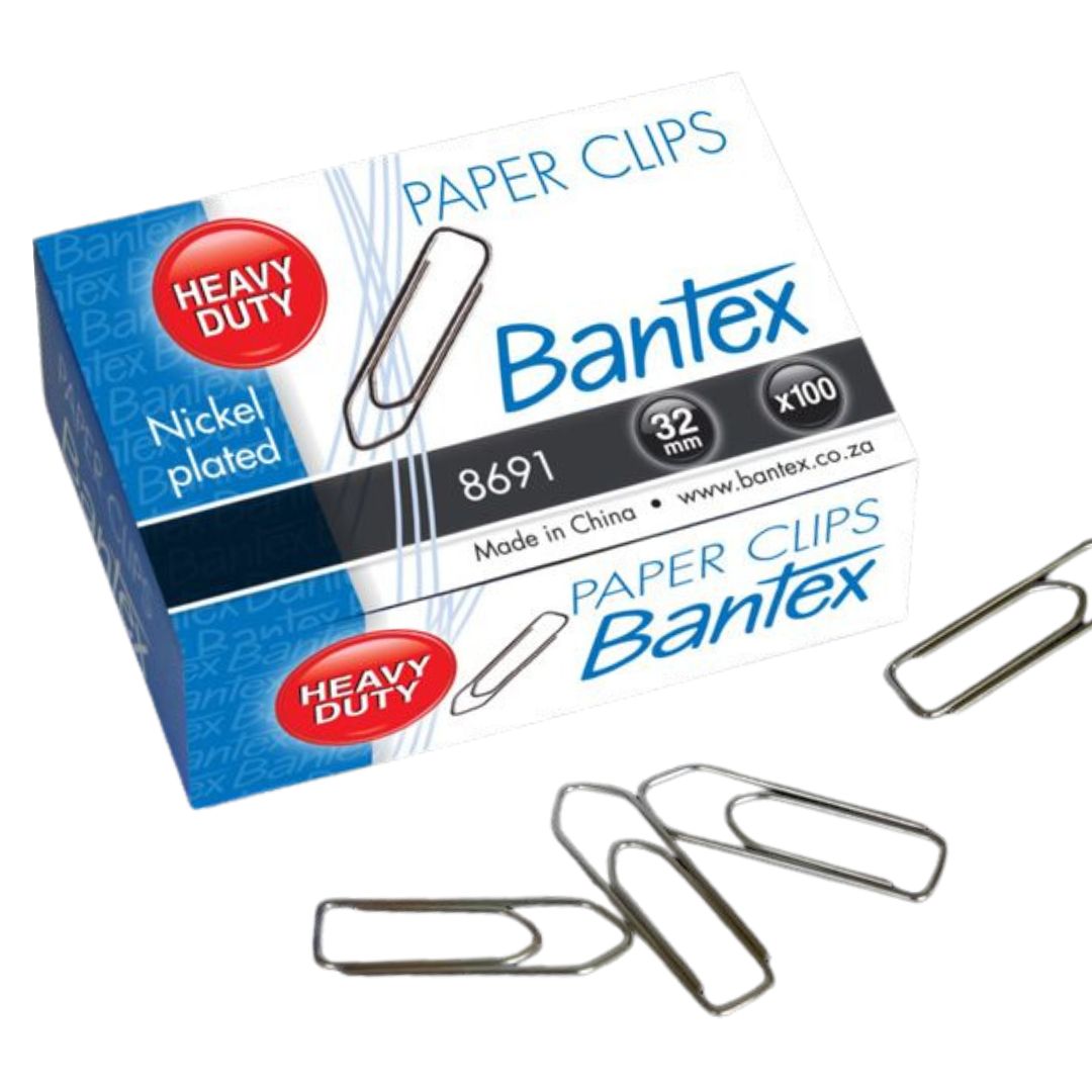 Bantex Paper Clips - Nickel Plated