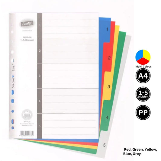 Bantex 1-5 A4 PolyPropylene File Divider