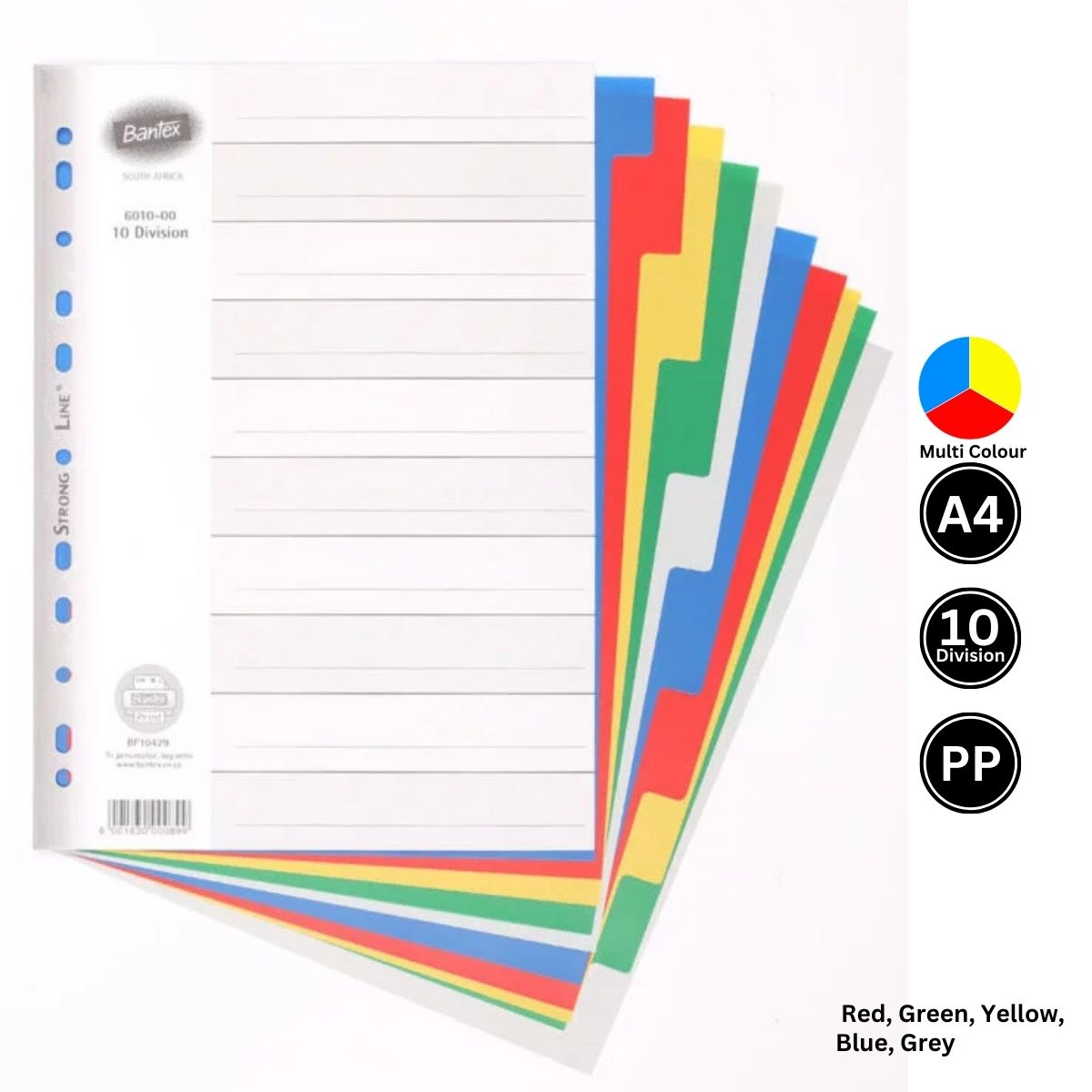 Bantex 10 Division A4 PolyPropylene File Divider