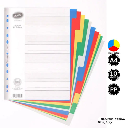 Bantex 10 Division A4 PolyPropylene File Divider