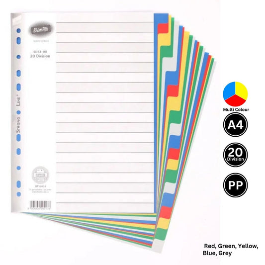Bantex 20 Division A4 PolyPropylene File Divider