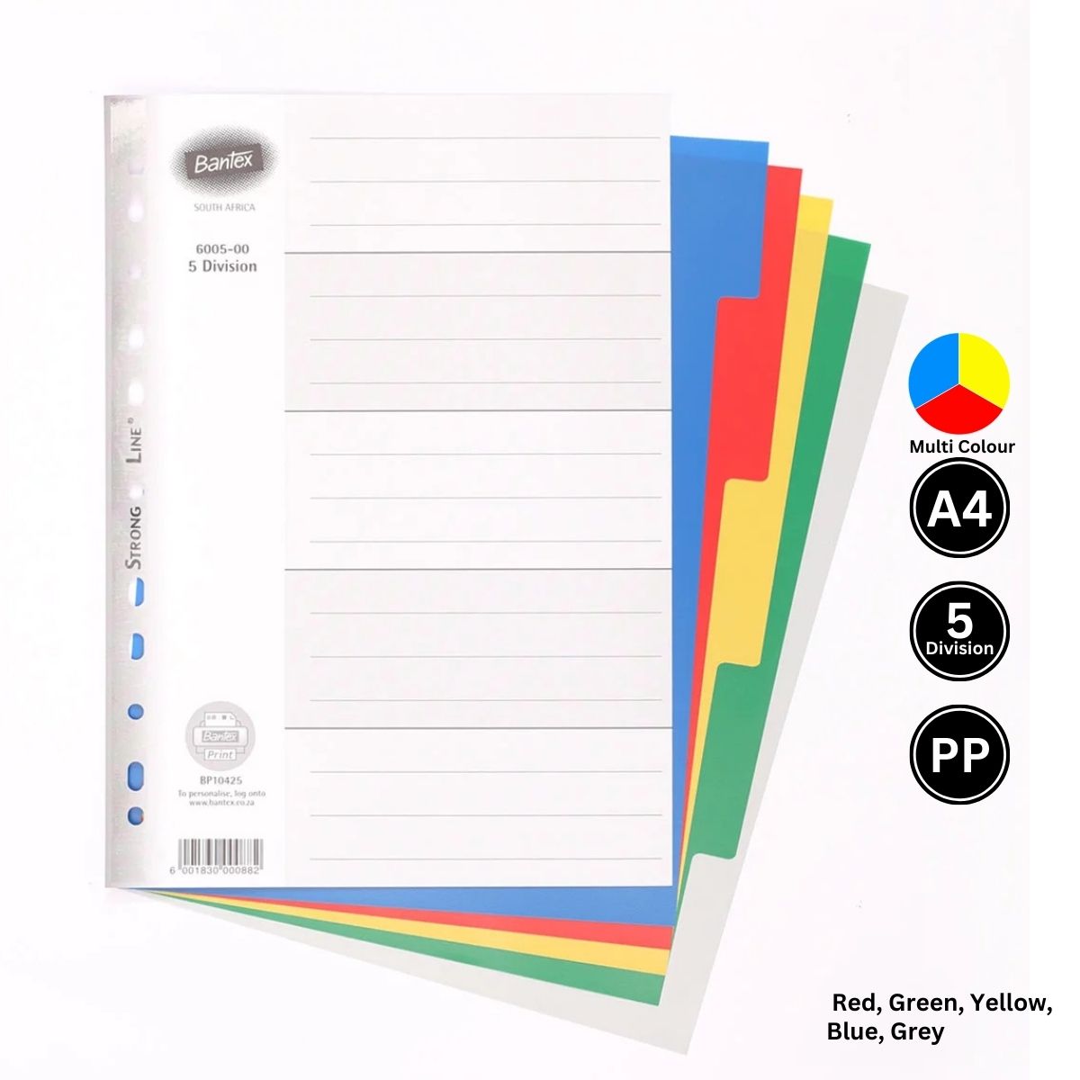 Bantex 5 Division A4 PolyPropylene File Divider