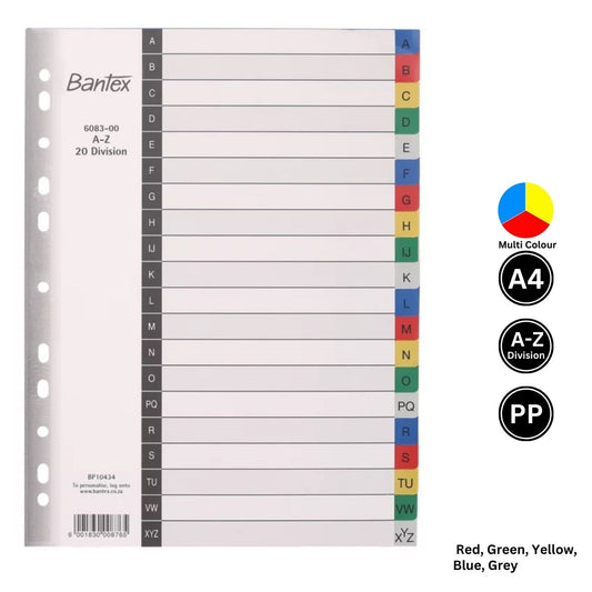 Bantex A-Z A4 PolyPropylene File Divider