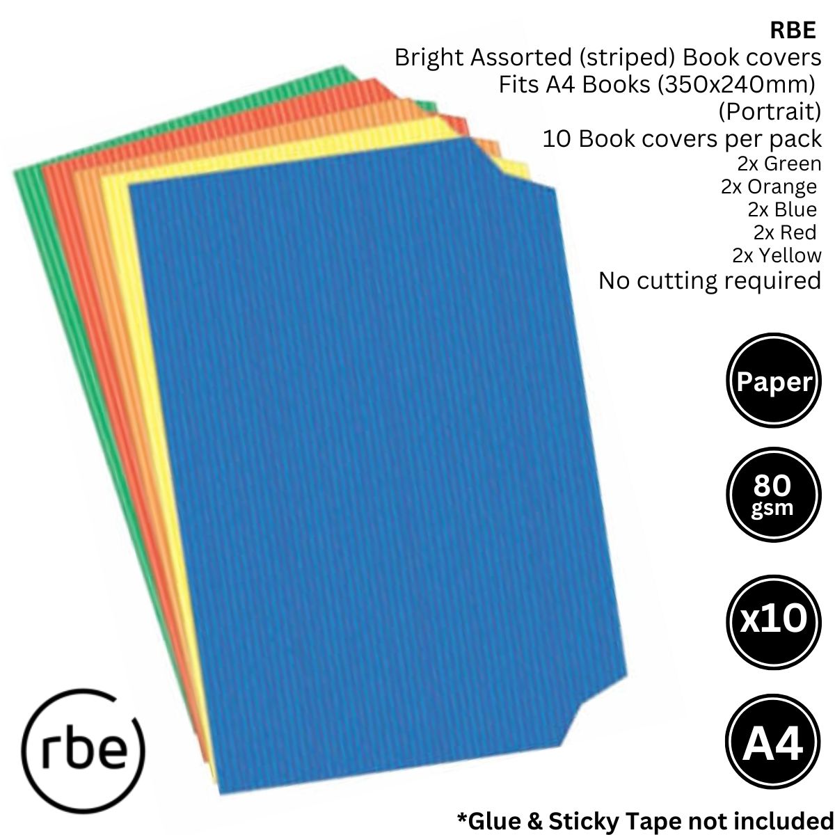 A4 Bright Assorted Pre-Cut Paper Book Covers