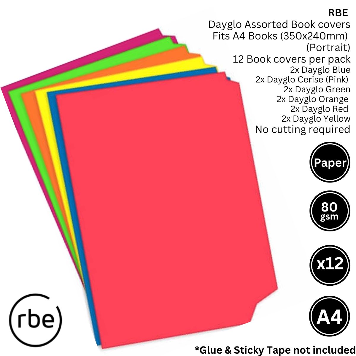 A4 Dayglo Assorted Pre-Cut Paper Book Covers