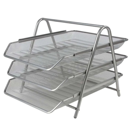 Deli 3 Tier File Tray - Silver