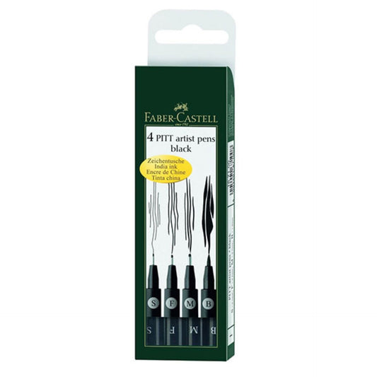 Faber-Castell 4 Pitt Artist Pens (Black)