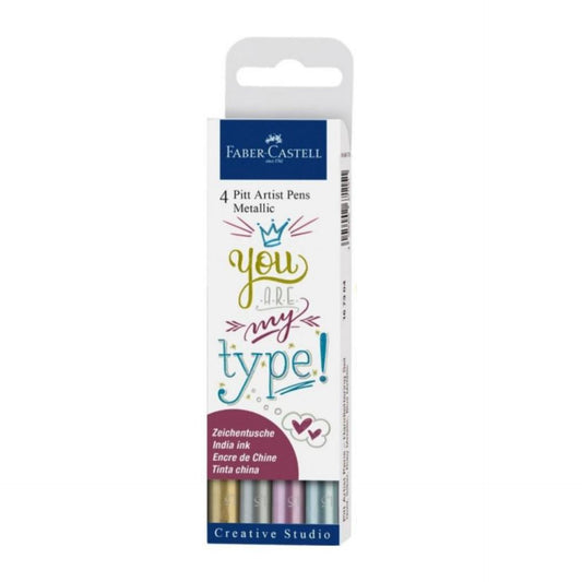 Faber-Castell 4 Pitt Artist (Hand Lettering) Metallic Pens (You are my type)