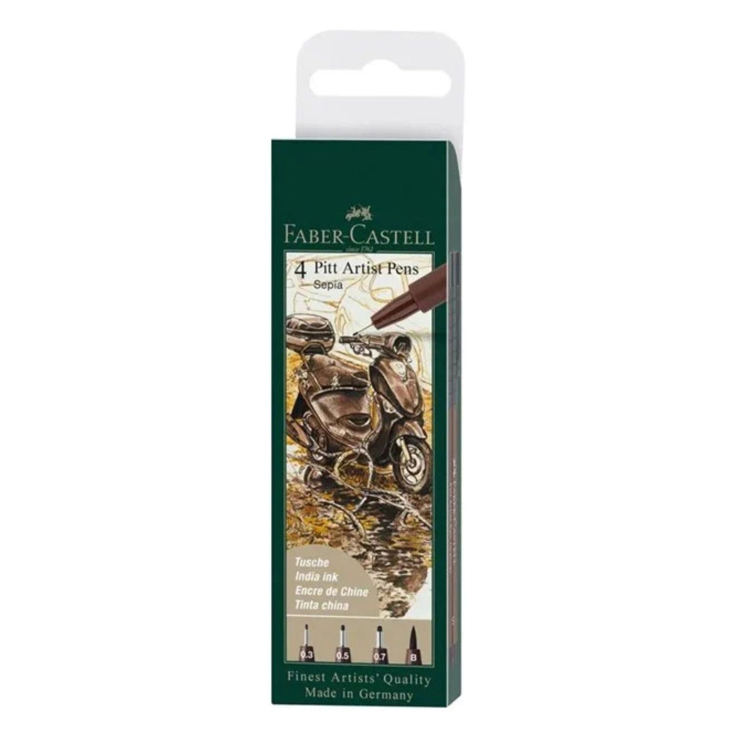 Faber-Castell 4 Pitt Artist Pens (Sepia)