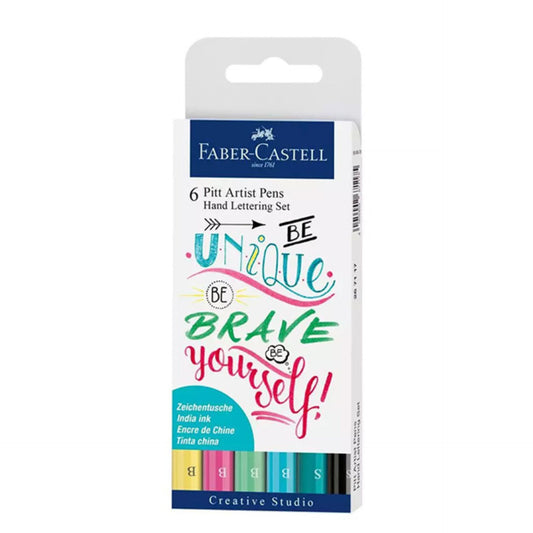 Faber-Castell 6 Pitt Artist (Hand Lettering) Pens (Be Unique)