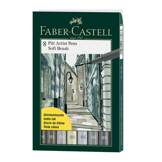 Faber-Castell 8 Pitt Artist (Soft Brush) Pens