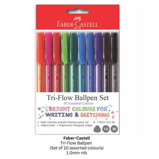 Faber-Castell Tri Flow Ballpen Set (Pack of 10 colours)