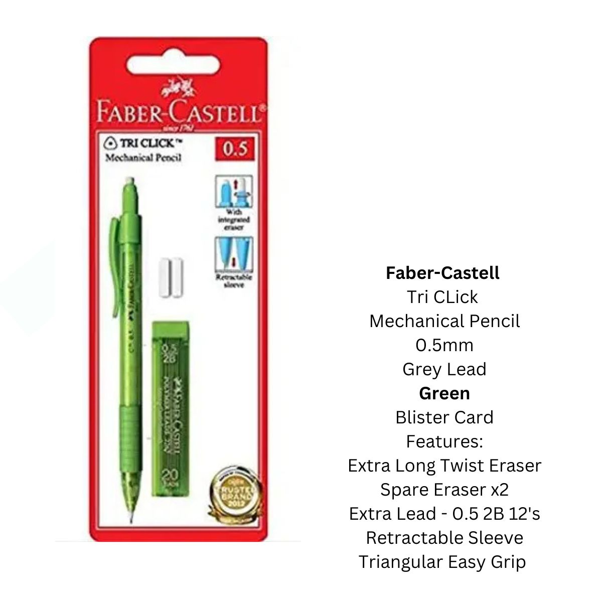 Faber-Castell Tri-Click 0.5 Clutch Pencil with Eraser & Lead