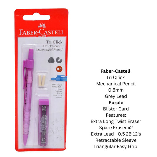 Faber-Castell Tri-Click 0.5 Clutch Pencil with Eraser & Lead