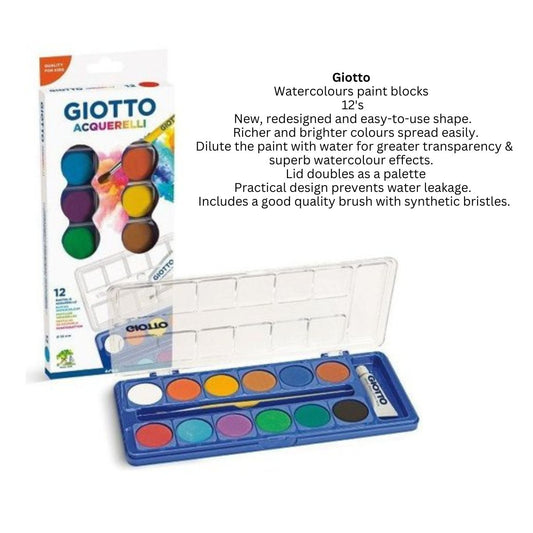 Giotto Acquarell Water Colour Paint Blocks Palette