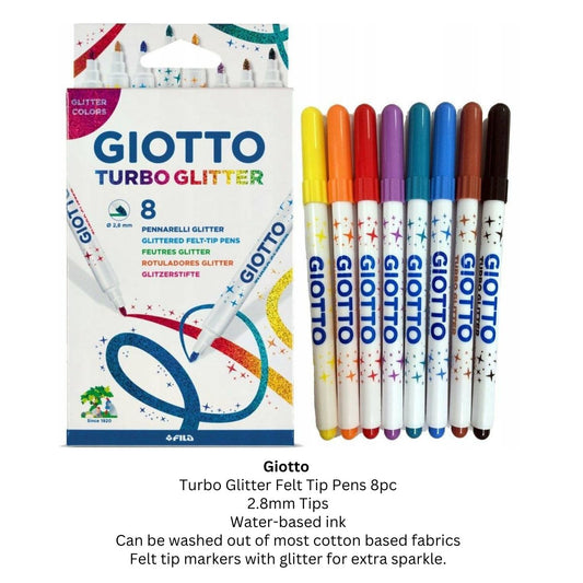 Giotto Turbo Glitter Felt Tip Pens (pack of 8)