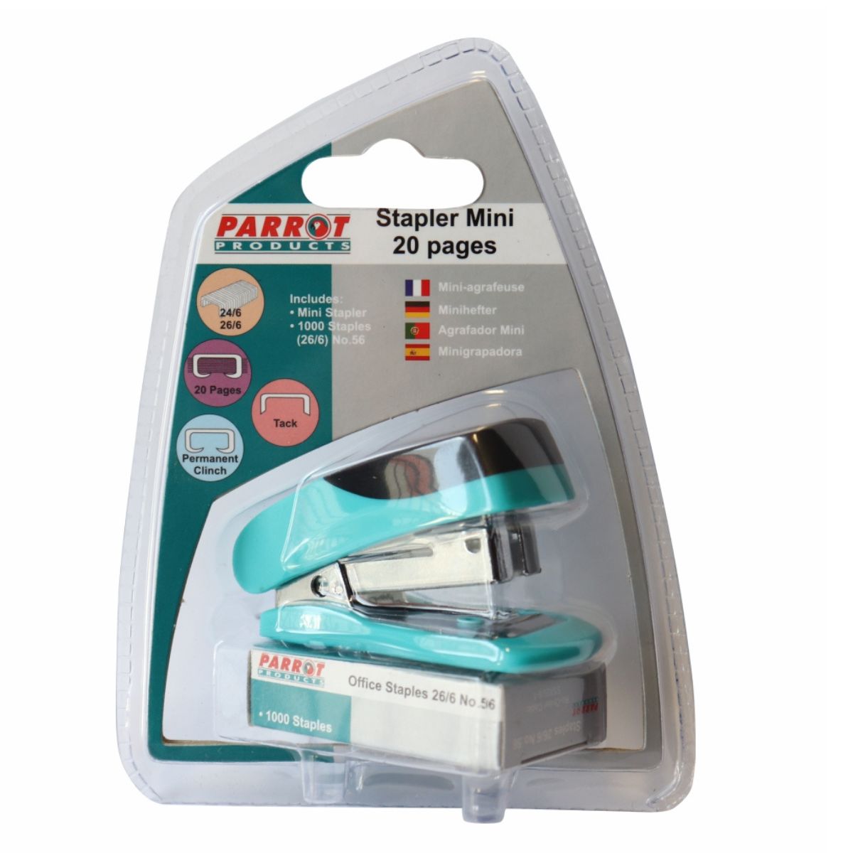 Parrot Plastic Mini Stapler - 20 Pages