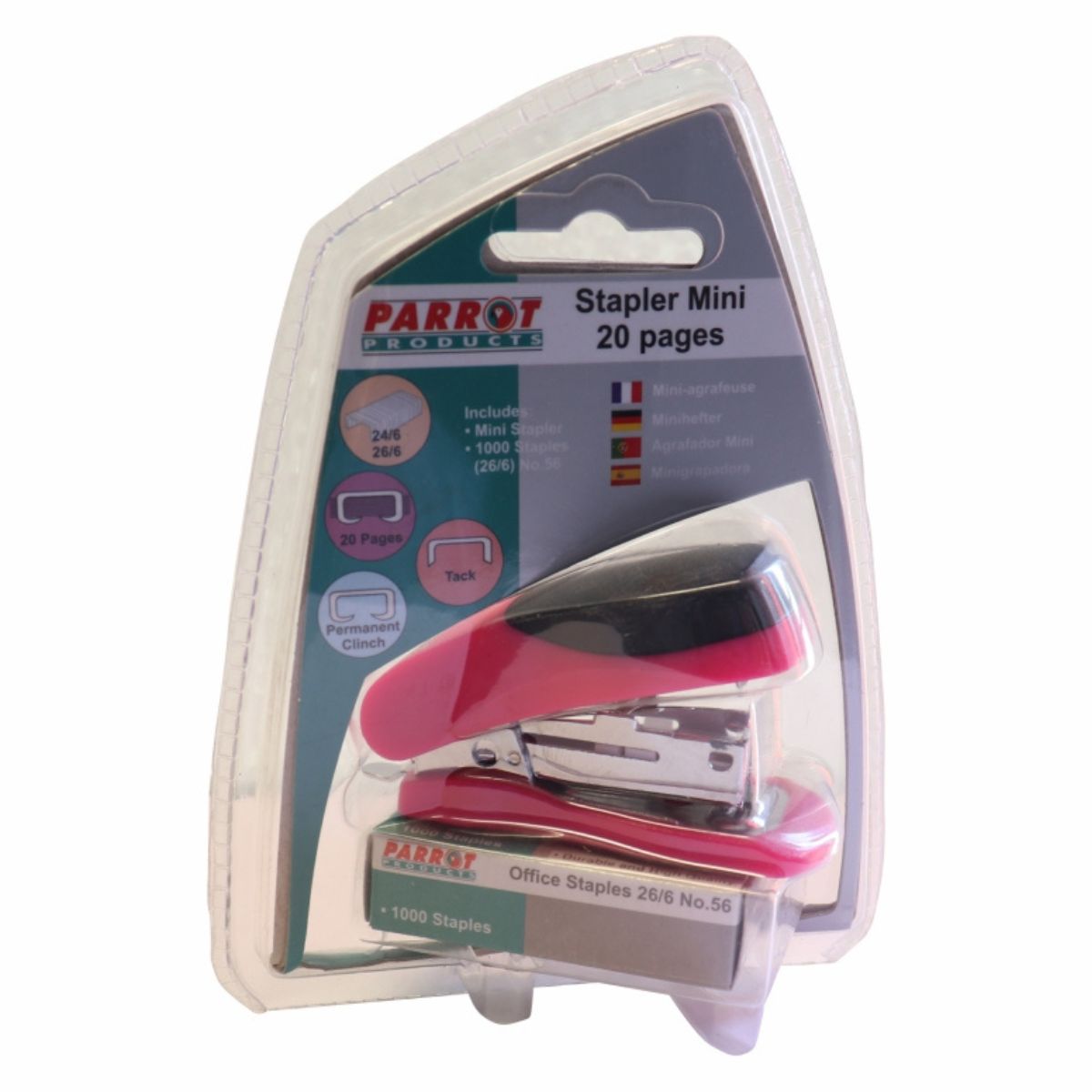 Parrot Plastic Mini Stapler - 20 Pages