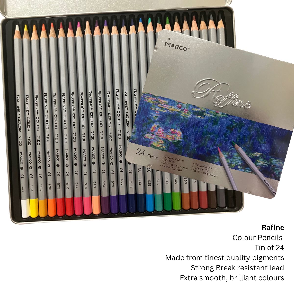 Raffine Coloured Pencil Tin - 24's