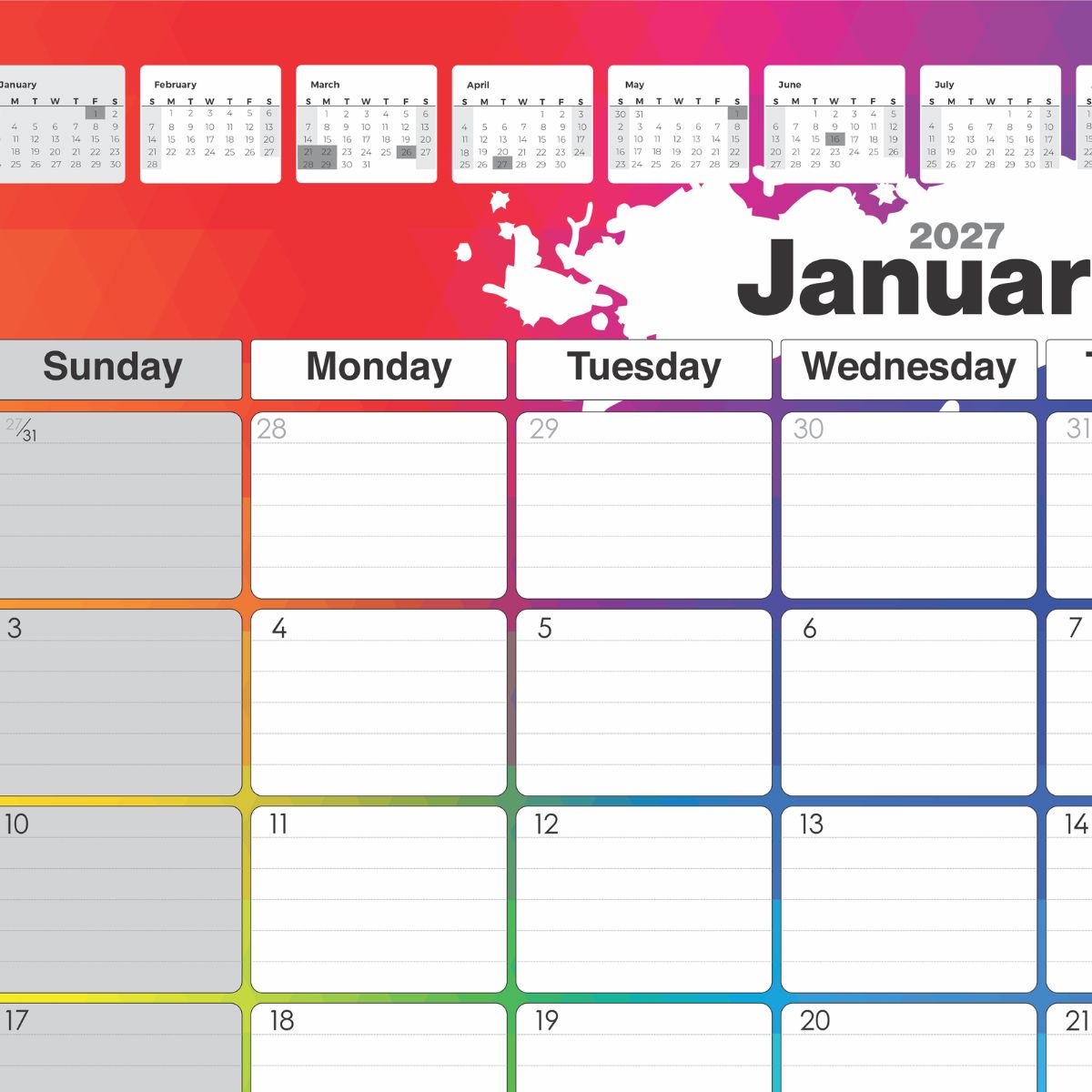2027 A2 Desk Calendar Pad