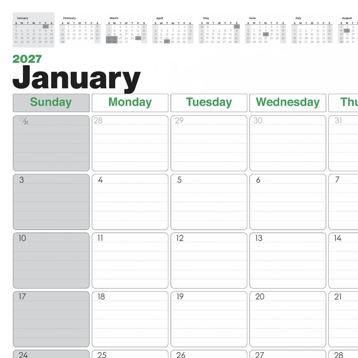 2027 RBE A2 Corporate Desk Calendar Pad