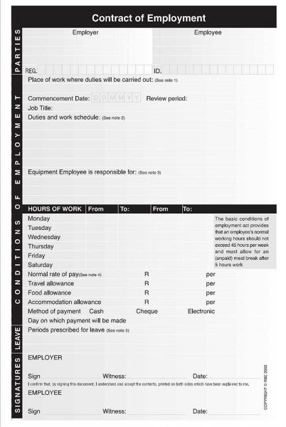 RBE Employment Contract Book with Payslips