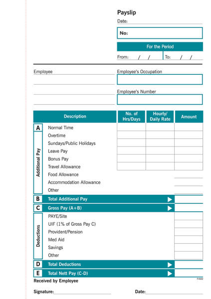 RBE Employment Contract Book with Payslips