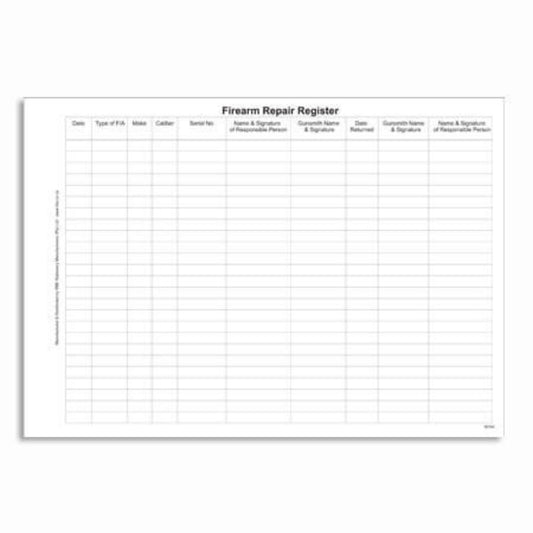 Security Firearm Repair Register