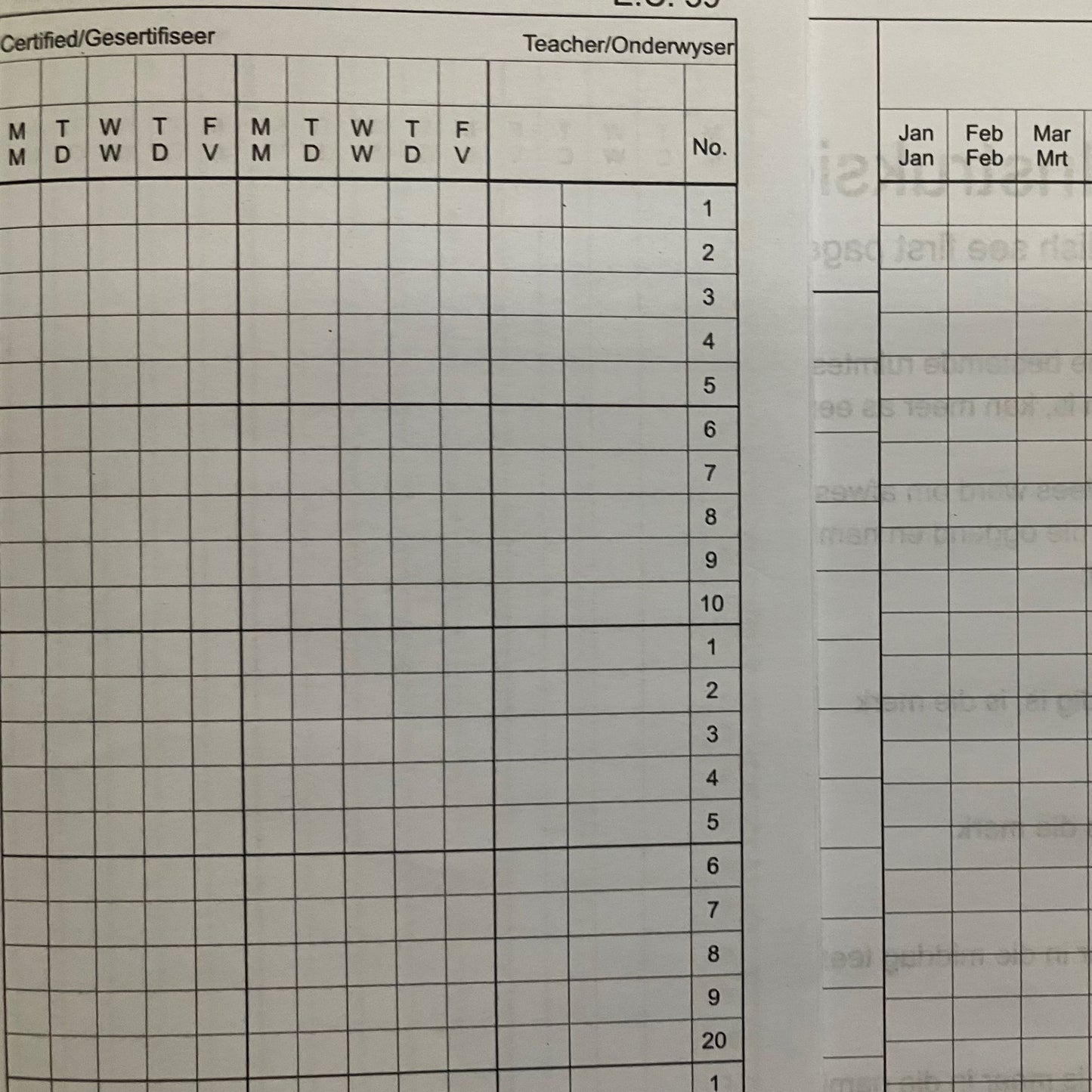 RBE School Attendance Register
