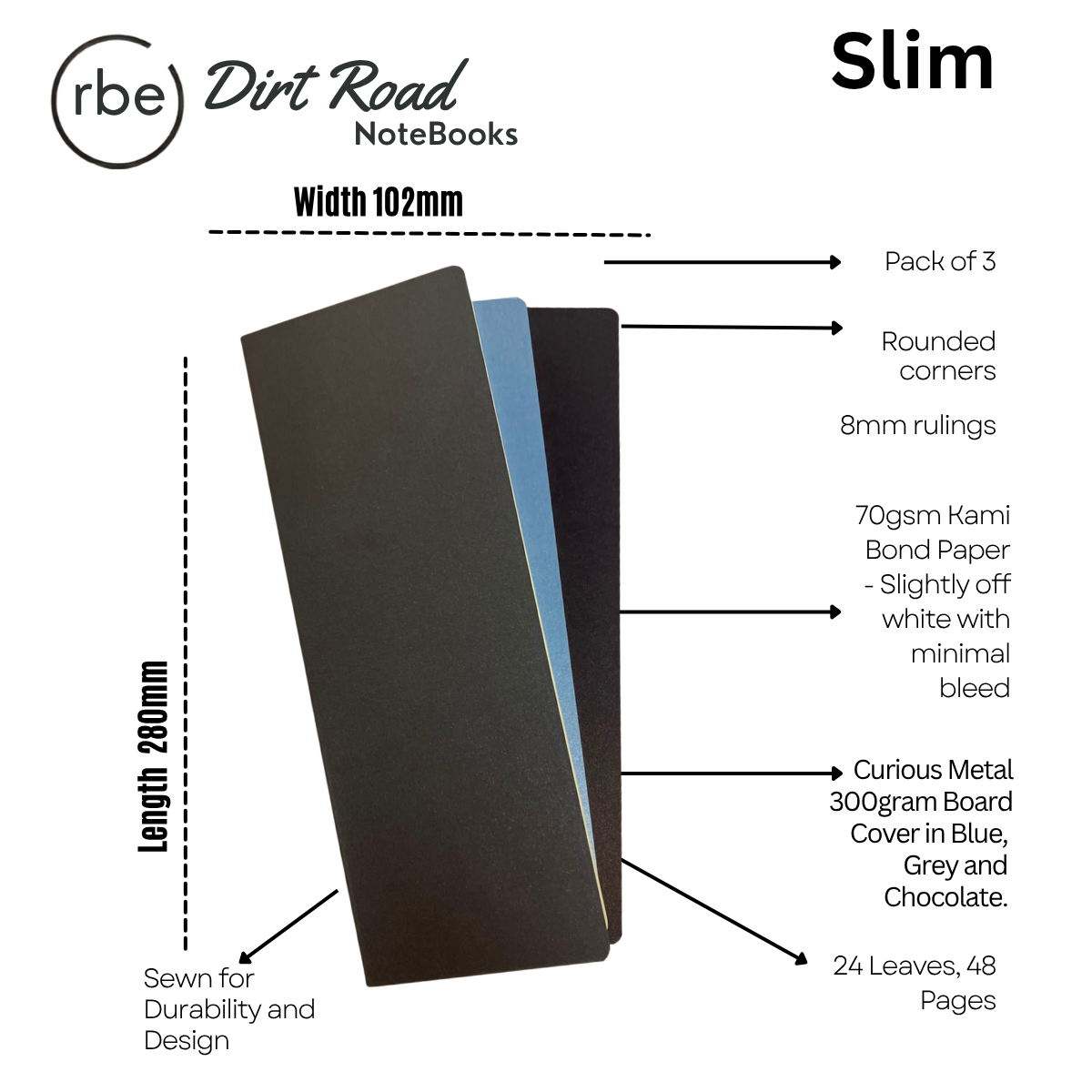 RBE Dirt Road Notebook (Stormy Sky) – 3 Pack