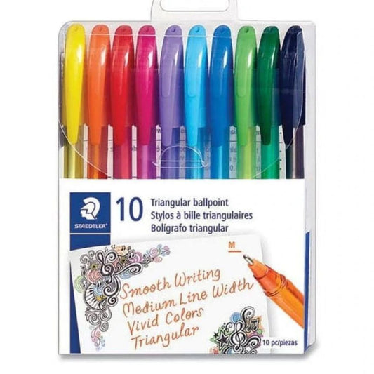 Staedtler 10 Triangular ballpoint pens (medium 1.0mm)