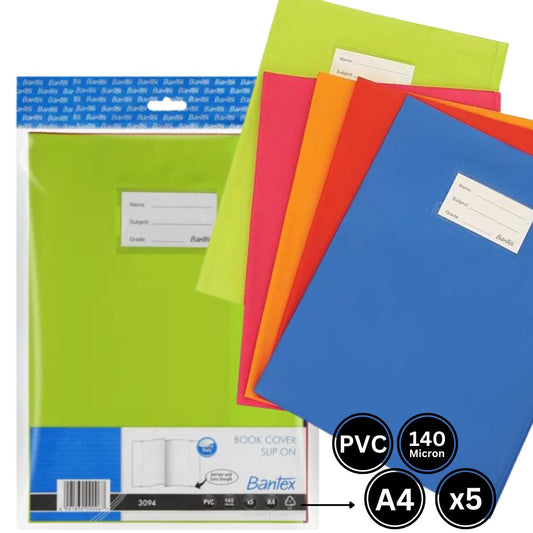 Bantex Assorted Colour Slip-On Extra Heavy Duty PVC Book Covers