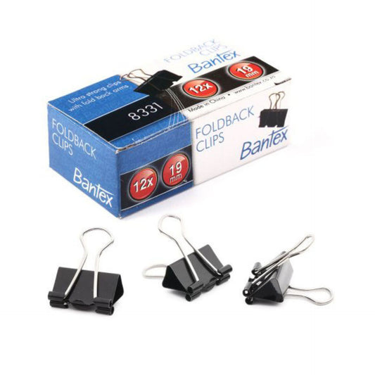 Bantex Foldback Clips - 19mm