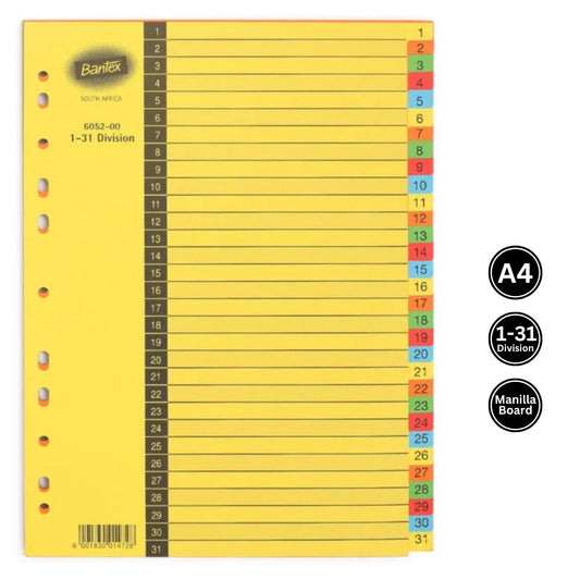 Bantex 1-31 A4 Board File Divider