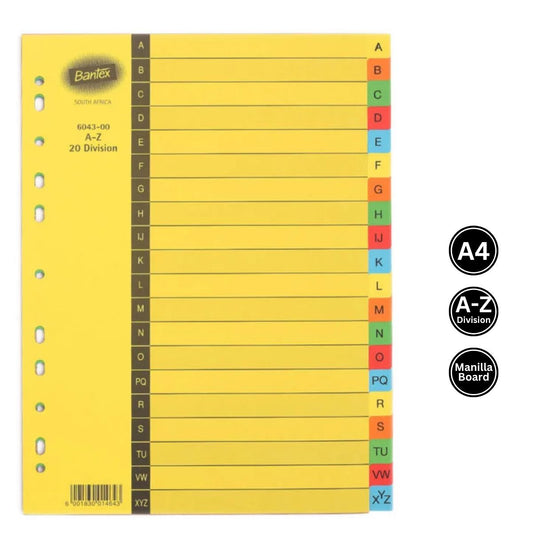 Bantex A-Z A4 Board File Divider