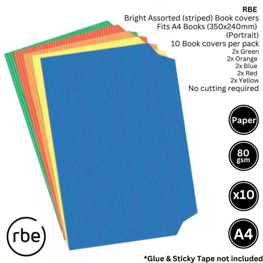 A4 Bright Assorted Pre-Cut Paper Book Covers