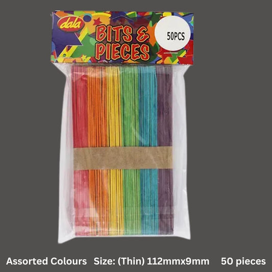 Thin Assorted Coloured Wooden Sucker Sticks