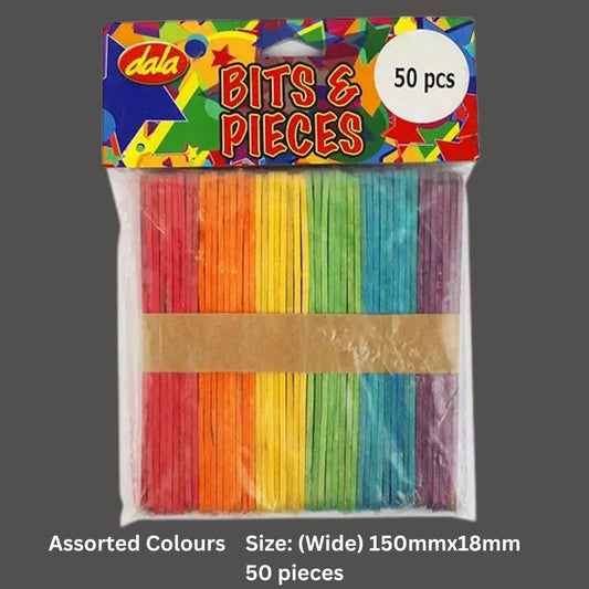 Wide Assorted Colour Wooden Sucker Sticks