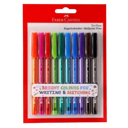 FABER - CASTELL Tri-Flow 10 colour ball point pen set