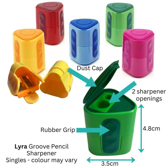 Lyra Groove Two Hole Pencil Sharpener with Grip Container