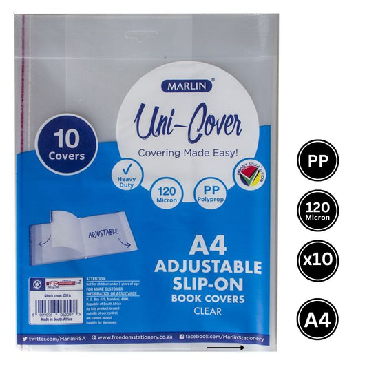 Marlin A4 Uni-Cover Slip-On Adjustable Book Cover