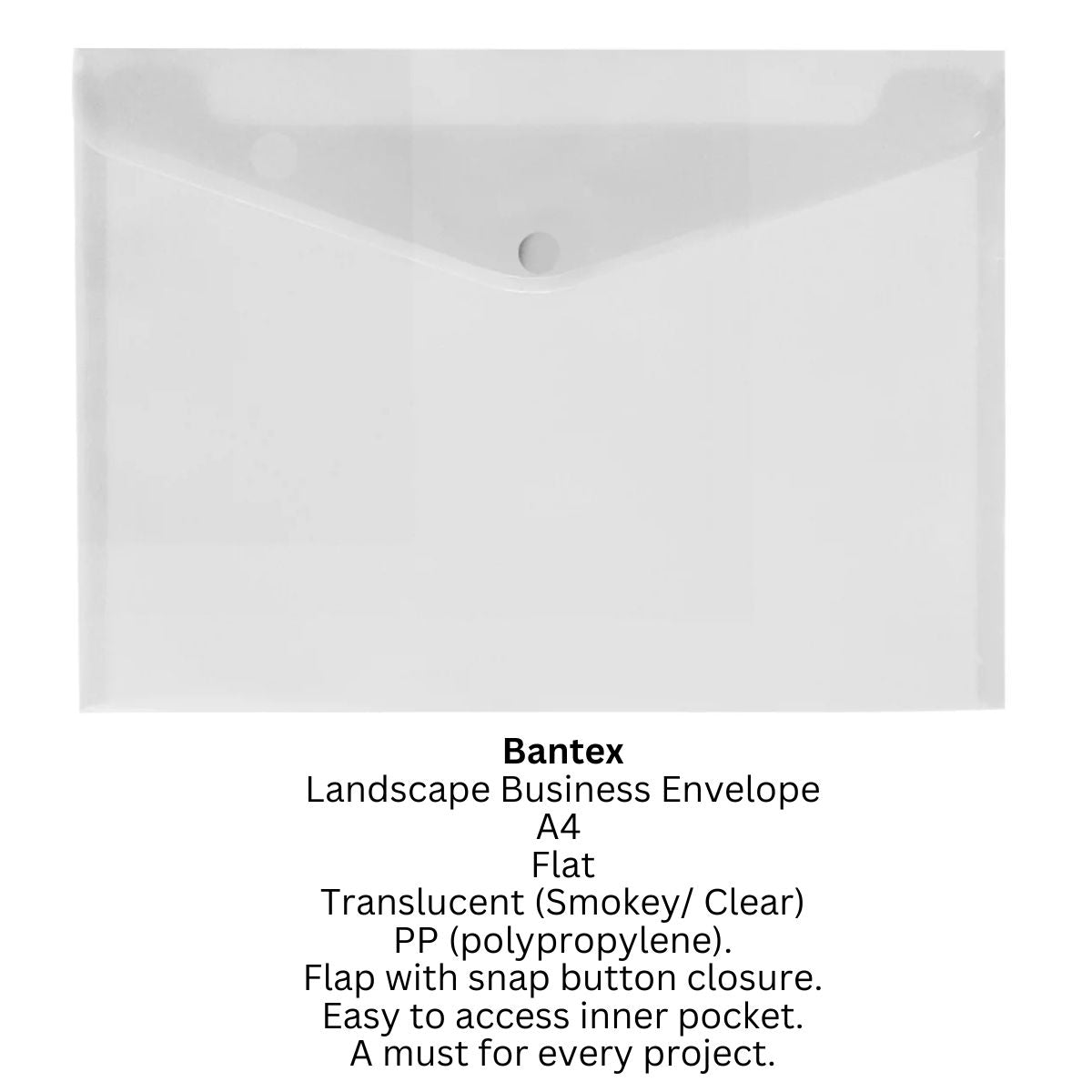 Snap Envelopes Flat PP Snap Button Envelope (BANTEX) – Paperly