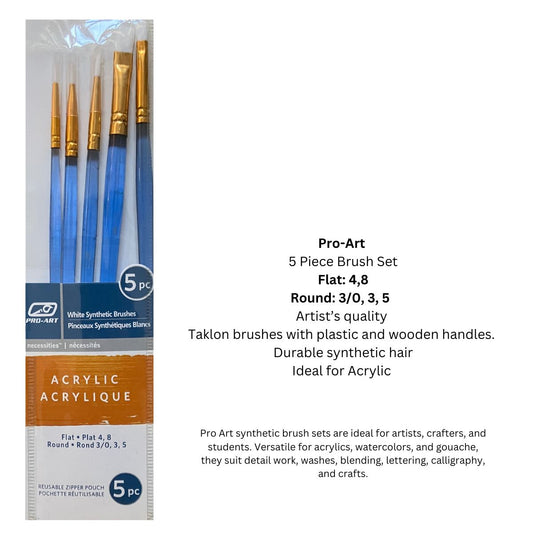 Pro-Art White Synthetic Acrylic Assorted Tip Paintbrushes