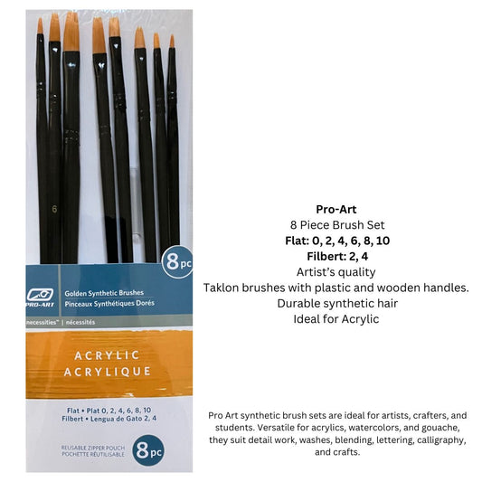Pro-Art Golden Synthetic Acrylic Assorted Tip Paintbrushes