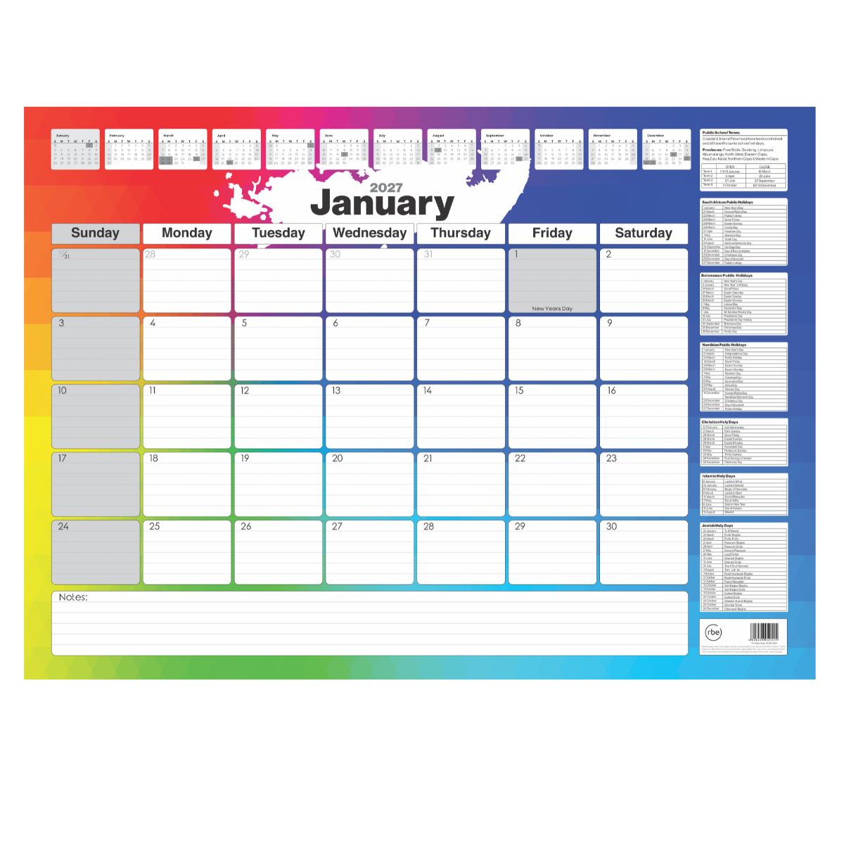 2027 A2 Desk Calendar Pad