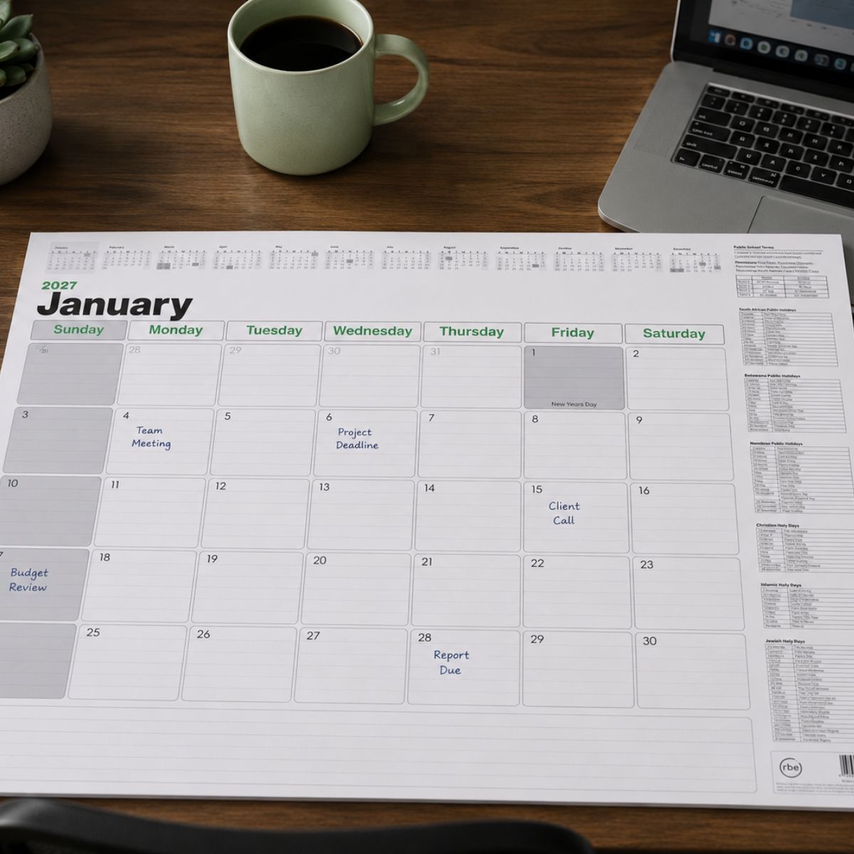2027 RBE A2 Corporate Desk Calendar Pad